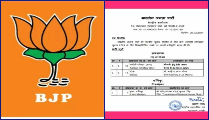 ચૂંટણી@દેશ: ભાજપે ત્રીજી યાદી બહાર પાડી, દૌસા અને કરૌલી-ધોલપુર બેઠકો પરથી ઉમેદવારો જાહેર