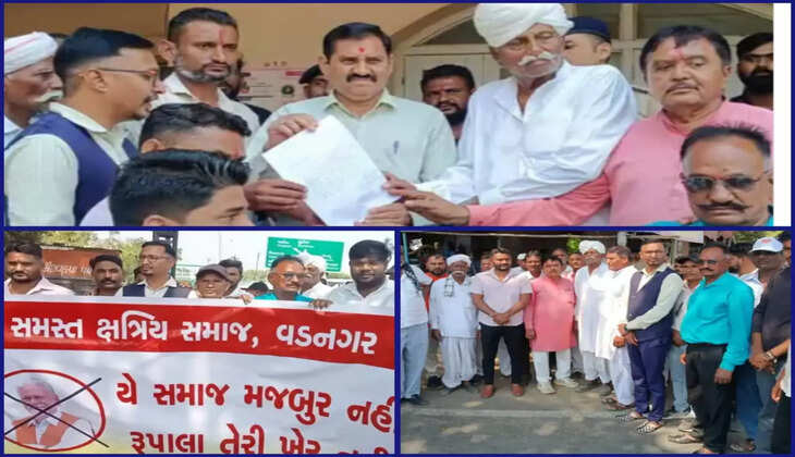 રિપોર્ટ@મહેસાણા: લોકસભા બેઠકના ઉમેદવાર પુરષોતમ રૂપાલાની ટિકિટ રદ કરવાની માંગ સાથે ક્ષત્રિય દરબાર સમાજે આવેદનપત્ર આપ્યું