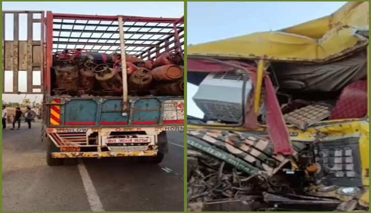 રિપોર્ટ@ગુજરાત: ગેસ સિલિન્ડ ભરેલી ટ્રક અને ડમ્પર વચ્ચે ભયાનક અકસ્માત સર્જાયો