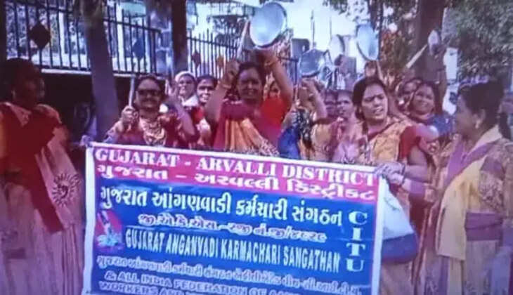 અપડેટ@અરવલ્લી: આંગણવાડી કેન્દ્રની મહિલાઓએ દિવાળીના તહેવારોમાં મોંઘવારીને લઈ પોતાનો રોષ ઠાલવીને પગાર વધારાની માંગ કરી