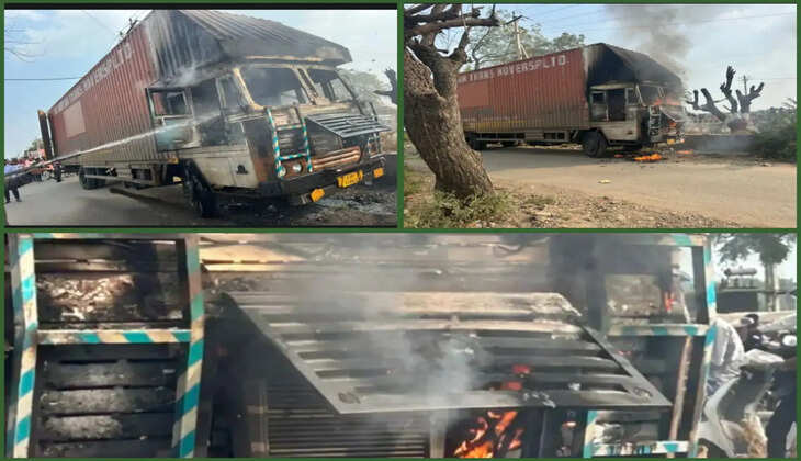 રિપોર્ટ@કચ્છ: બાઇકો ભરેલા બોડી પેક ટ્રેલરમાં અચાનક આગ ભભૂકી ઉઠતા ભાગદોડ મચી