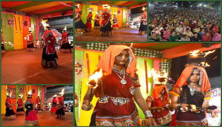 રિપોર્ટ@રાજકોટ: માથે સળગતી ઇંઢોણી અને ગરબો લઈ રાસ રમી, હજારો લોકો જોવા ઊમટ્યા