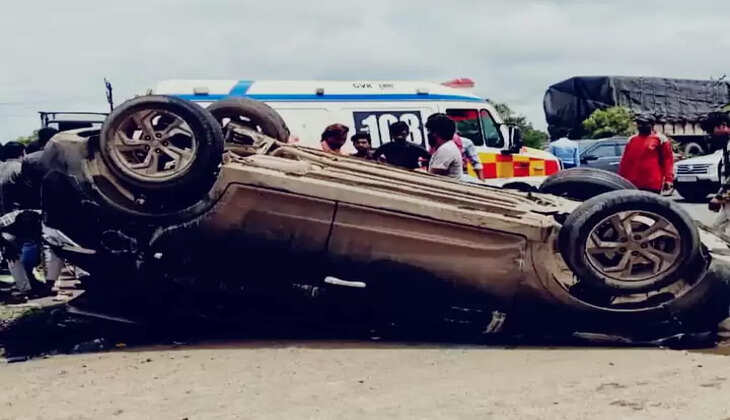 દુર્ઘટના@ગોંડલ: નેશનલ હાઇવે પર કાર પલટી મારી જતા ગમખ્વાર અકસ્માત, 7 લોકોને ઈજા