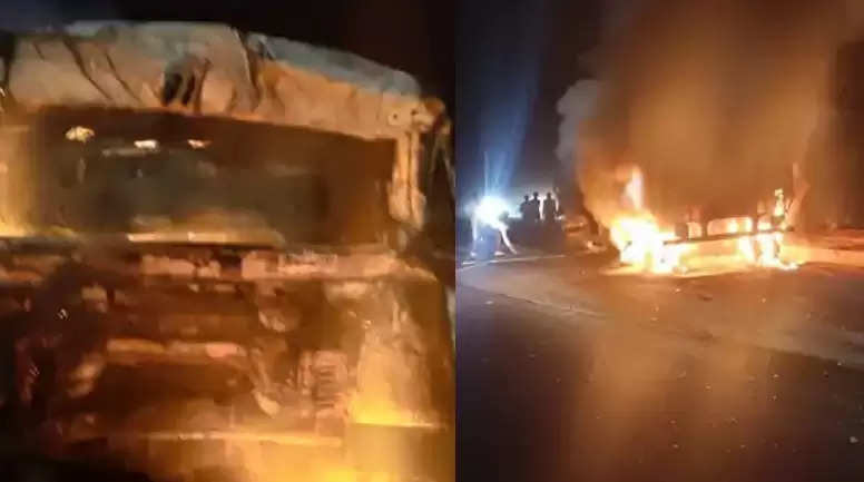 Radhanpur Highway Fire in Truck 