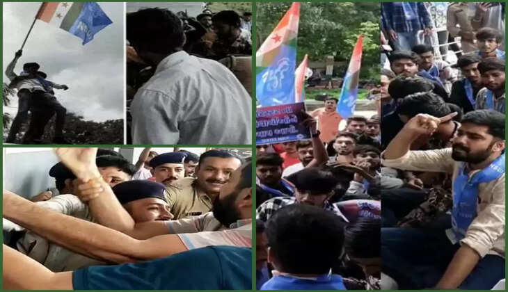 વિરોધ@રાજકોટ: ફોરેસ્ટ ગાર્ડની પરીક્ષાને કારણે વિદ્યાર્થીઓમાં  ઉગ્ર વિરોધ પ્રદર્શન