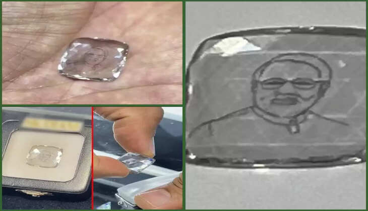 રિપોર્ટ@સુરત: આઠ કેરેટના લેબગ્રોન ડાયમંડ પર વેપારીએ વડાપ્રધાન નરેન્દ્ર મોદીની છબી બનાવી, PM મોદીને ભેટ અપાશે
