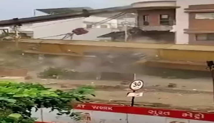 રિપોર્ટ@સુરત: મેટ્રો રેલની હાઇડ્રોલિક ક્રેન ધરાસાયી થતાં લોકોમાં અફરાતફરી મચી