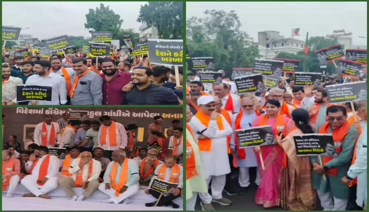 રિપોર્ટ@અમદાવાદ: કોંગ્રેસના નેતા રાહુલ ગાંધી દ્વારા અમેરિકા ખાતે અનામત વિરોધી આપેલા નિવેદનને લઈ ભાજપ દ્વારા રેલી અને ધરણાં યોજવામાં આવ્યા